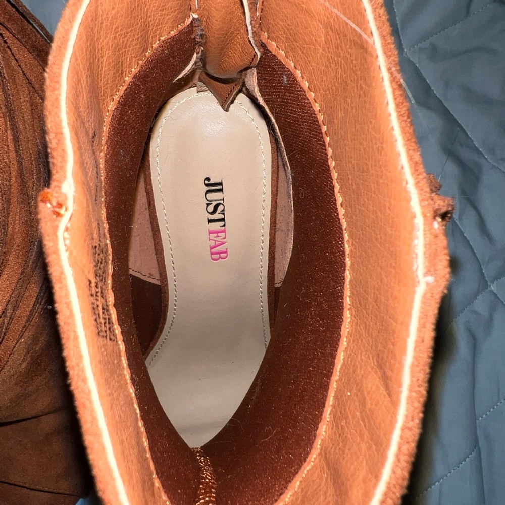 Just Fab Suede Style Open Toe Booties - Picture 9 of 10